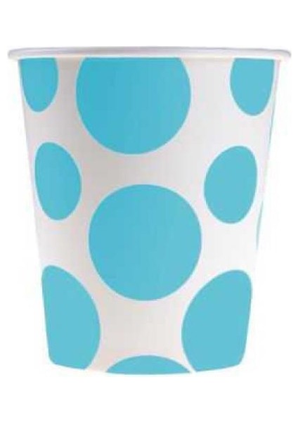 Turkuaz Karışık Puantiyeli Karton Bardak 8'li