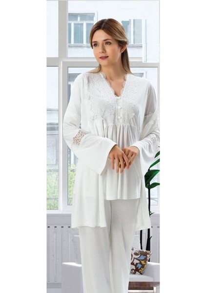 Birolgaye Duchesse 3007 Ecru 3 Lü Lohusa Pijama Tk