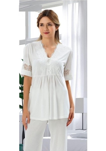 Birolgaye Duchesse 3007 Ecru 3 Lü Lohusa Pijama Tk