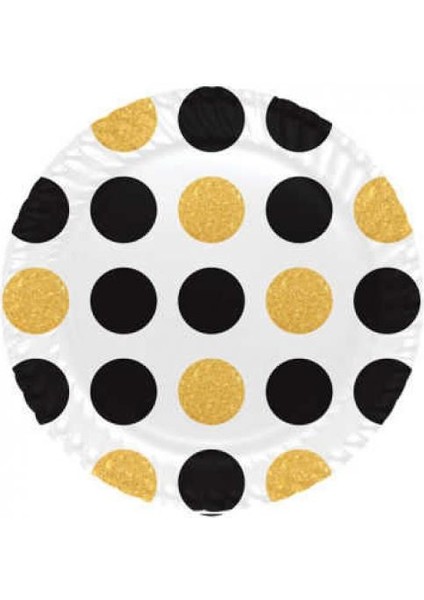 Siyah Altın Puantiyeli Karton Tabak 8'li