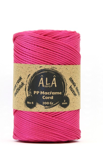 2 mm - 200 gr Polyester (Pp) Makrome Ipi 230 mt Fuşya 2