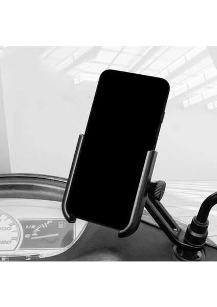 Dikiz Aynaya Bağlantılı Bisiklet Motosiklet Telefon Tutucu Tüm Telefonlarla Uyumlu Çevirmeli Kilitli