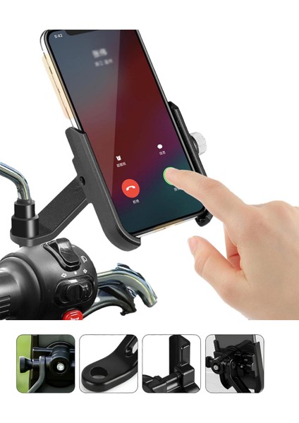 Dikiz Aynaya Bağlantılı Bisiklet Motosiklet Telefon Tutucu Tüm Telefonlarla Uyumlu Çevirmeli Kilitli fiyatları