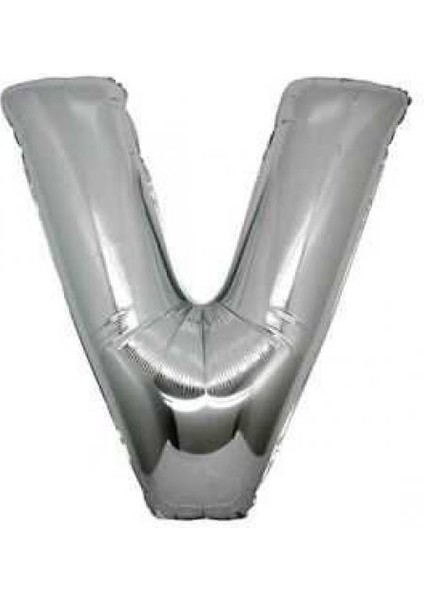 V Harf Folyo Balon Gümüş 100CM