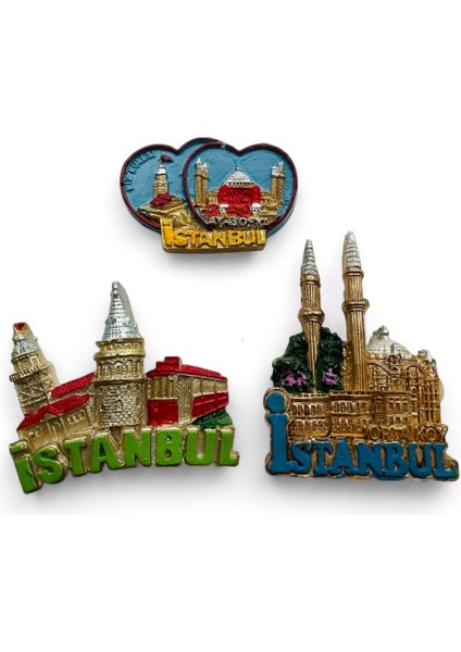 Magnet, Buzdolabı Magneti, 3 Adet Polyester Magnet Seti Mutfak Süsü, Ev Dekor Istanbul Temalı Galata