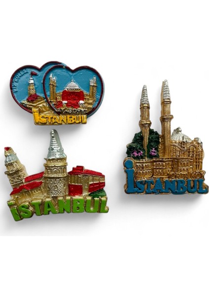 Magnet, Buzdolabı Magneti, 3 Adet Polyester Magnet Seti Mutfak Süsü, Ev Dekor Istanbul Temalı Galata