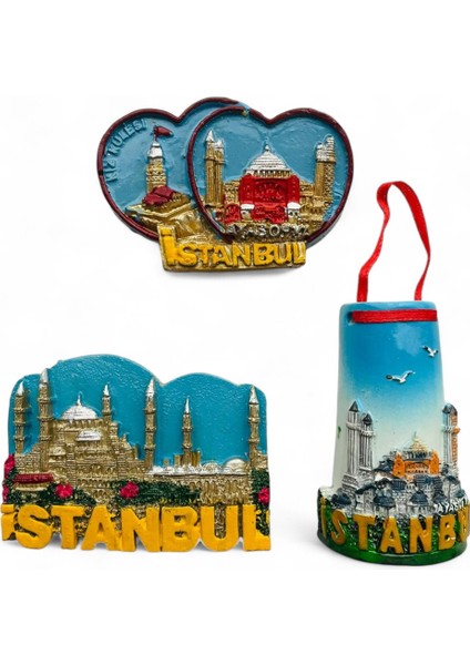 Magnet, Buzdolabı Magneti, 3 Adet Polyester Magnet Seti Mutfak Süsü, Ev Dekor Istanbul Temalı Galata