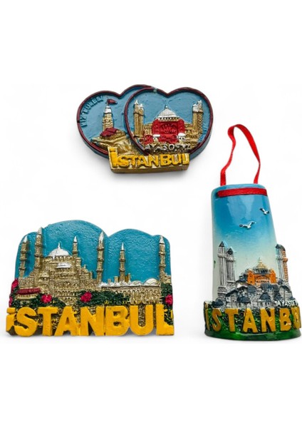 Magnet, Buzdolabı Magneti, 3 Adet Polyester Magnet Seti Mutfak Süsü, Ev Dekor Istanbul Temalı Galata fırsatları