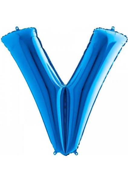 V Harf Folyo Balon Mavi 100CM