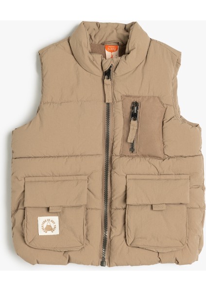 Şişme Yelek Kapüşonlu Içi Polar Astarlı Kapaklı Cep Detaylı