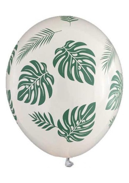 Yaprak Baskılı Beyaz Balon 5'li Paket