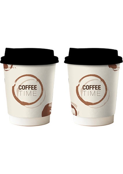 14 Oz Double Wall Coffee Silik Siyah Kapaklı Karton Bardak 50 Adet