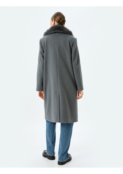 Çıkarılabilir Suni Kürk Yaka Detaylı Uzun Kaşe Kaban fırsatları