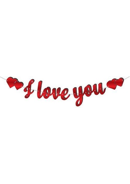 Kaligrafi Banner Kırmızı I Love You