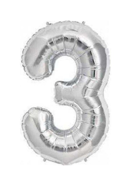 3 Rakam Folyo Balon Gümüş 66CM