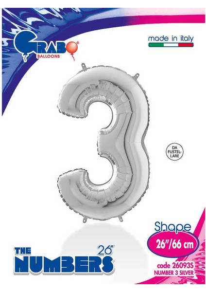 3 Rakam Folyo Balon Gümüş 66CM fiyatları