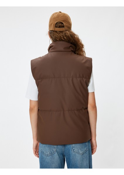 Şişme Yelek Kolsuz Kapitone Fermuarlı Dik Yaka Cep Detaylı fırsatları