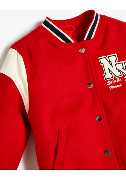 Oversize Kolej Ceket Aplike Detaylı Uzun Kollu Renk Bloklu Çıtçıt Kapamalı indirimleri