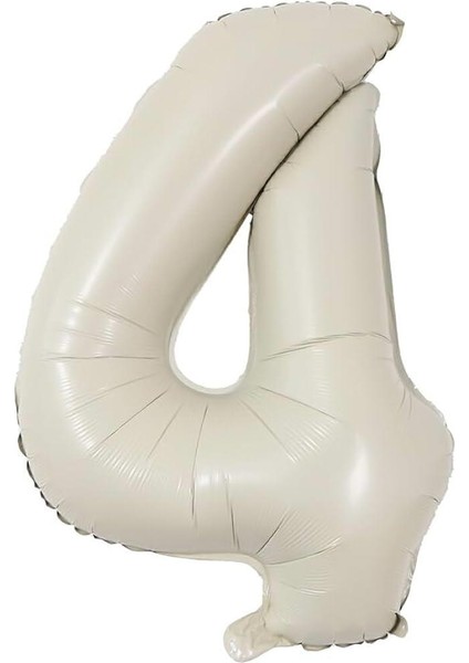 4 Rakam Folyo Balon Saten Krem 75CM