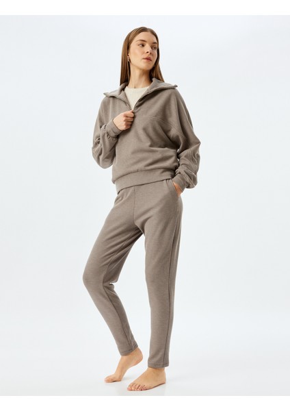 Cepli Slim Fit Fitilli Örme Pijama Altı