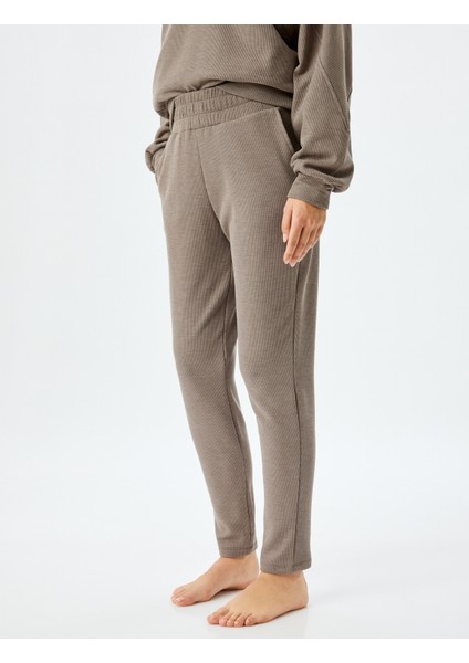 Cepli Slim Fit Fitilli Örme Pijama Altı