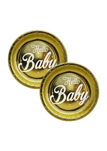 Hello Baby Altın Karton Tabak 6'lı