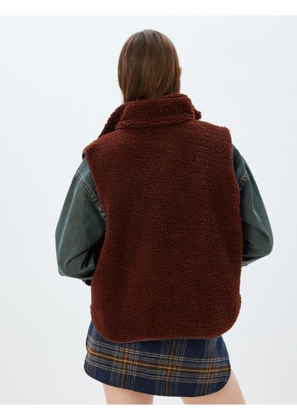 Peluş Yelek Kolsuz Fermuarlı Dik Yaka Cepli fırsatları