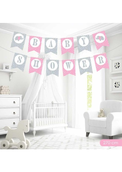 Baby Shower Pembe Harf Banner