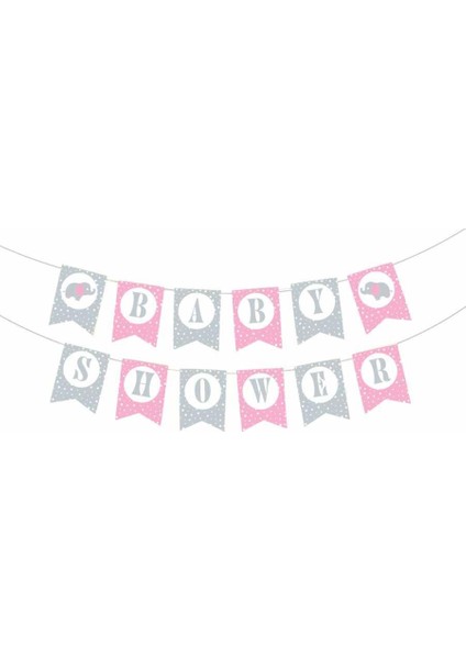 Baby Shower Pembe Harf Banner