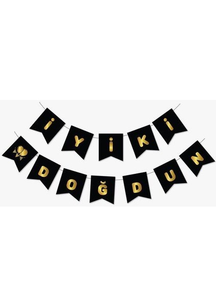Iyi Ki Doğdun Siyah Altın Harf Banner