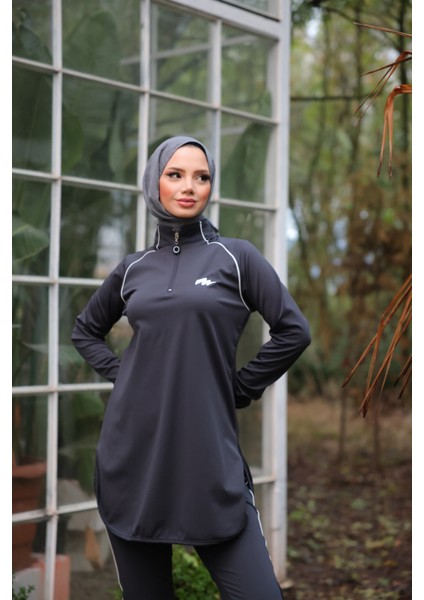 Kadın Dalgıç Kumaş Yarım Patlı Fermuarlı Jogger Eşofman Spor Takımı WM-111 fırsatları