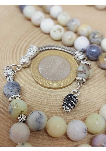 Beyaz Alacalı Opal Taşı 99LUK Tesbih 8mm (36140) modelleri