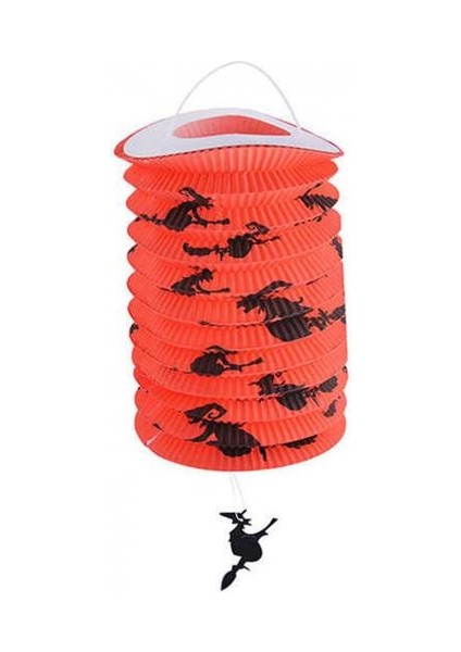 Cadılar Bayramı (Halloween) Cadı Desenli Turuncu Gemici Fener