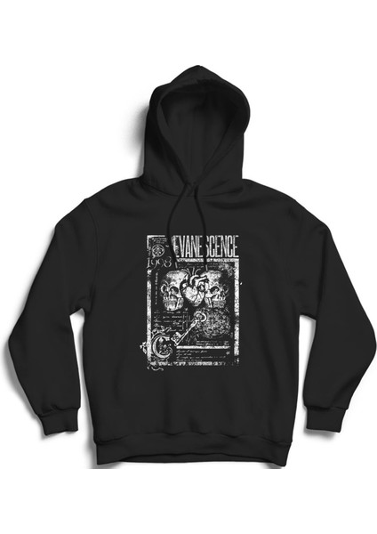 Evanescence, Skulls And Heart, Rock Metal Müzik Grubu, Pamuklu Kapüşonlu Sweatshirt Hoodie