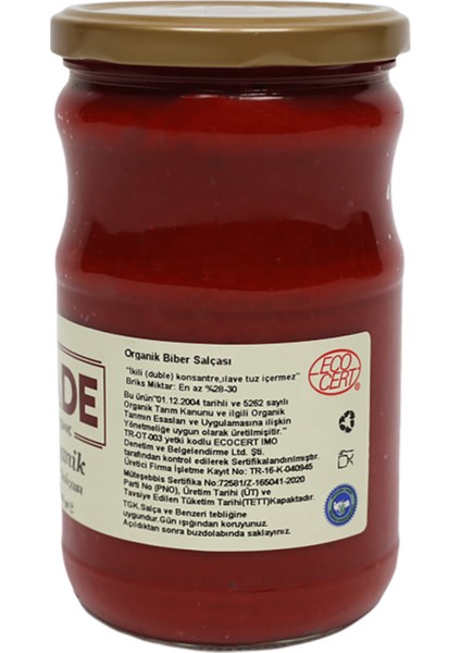 Organik x 2 Kavanoz Biber Salçası 610 gr