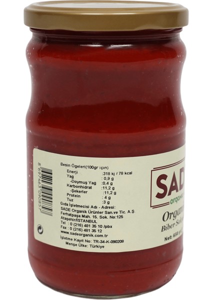 Organik x 2 Kavanoz Biber Salçası 610 gr