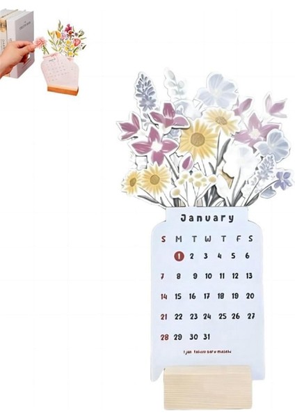 2024 TAKVIMI,2024 Bloomy Flowers Masa Takvimi, Küçük Masa Takvimi, Komik Benzersiz Bloomy Flower Masa Takvimi 2024 (Yurt Dışından)