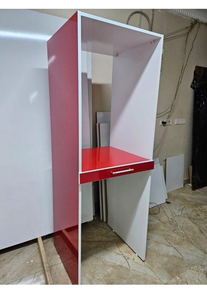Mdf Ren Kırmızı Çamaşır Makinesi ve Kurutma Makinesi Dolabı