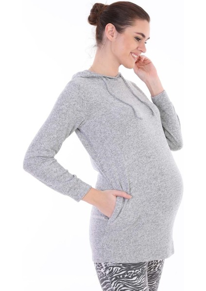 Hamile Esnek Yumoş Kumaş Kapşonlu Sweatshirt indirimleri