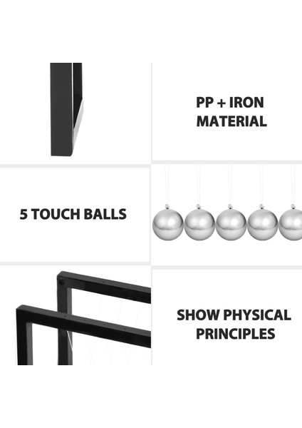Newton Topları Beşik Denge Topu Newton Sarkaç Süsler Ev Dekorasyonu Masa Dekorasyon Oyuncak Hediye Siyah (Yurt Dışından)