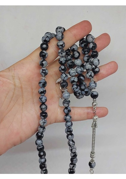 Kar Tanesi Obsidyen Taşı 99LUK Tesbih 8mm (5640) indirimleri