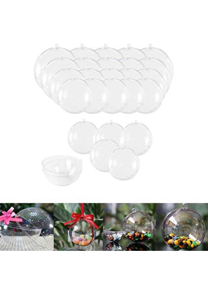 60 Adet Plastik Içi Boş Top Noel Içi Boş Top Dekorasyon Topu Gökyüzü Pencere Şeffaf Top Şeker Paketleme Kutusu (Yurt Dışından)