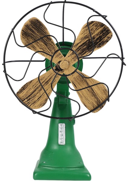 Retro Nostaljik Fan Ev Vintage Fan Minyatür Avrupa Tarzı Figürler Ev Dekor Yeşil (Yurt Dışından)
