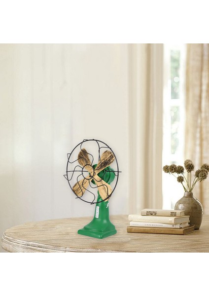 Retro Nostaljik Fan Ev Vintage Fan Minyatür Avrupa Tarzı Figürler Ev Dekor Yeşil (Yurt Dışından) modelleri