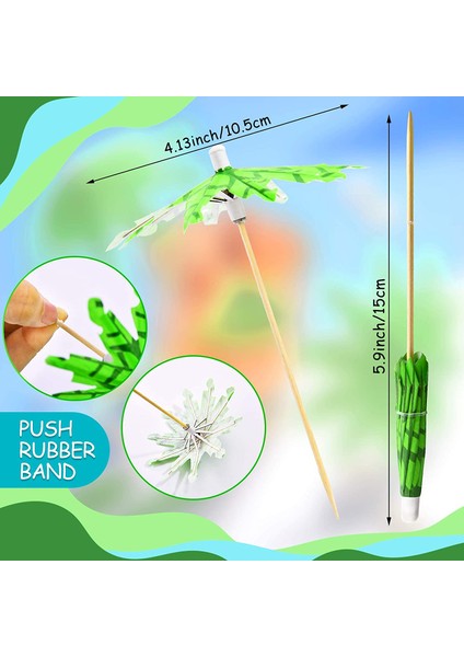 Yeşil Hindistan Cevizi Ağacı Kürdan Kağıt Şemsiye Kürdan Kokteyl Süslemeleri Için El Yapımı Kokteyl Şemsiye Çubukları (Yurt Dışından)