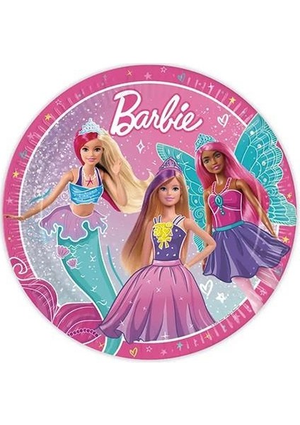 Barbie Temalı Karton Tabak 23CM 8li