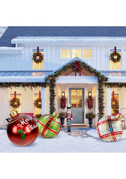 60 cm Noel Topu Dekorasyon Açık Noel Süs Pvc Şişme Oyuncak Top Ev Noel Hediyesi LED Işık Olmadan C (Yurt Dışından) fiyatları