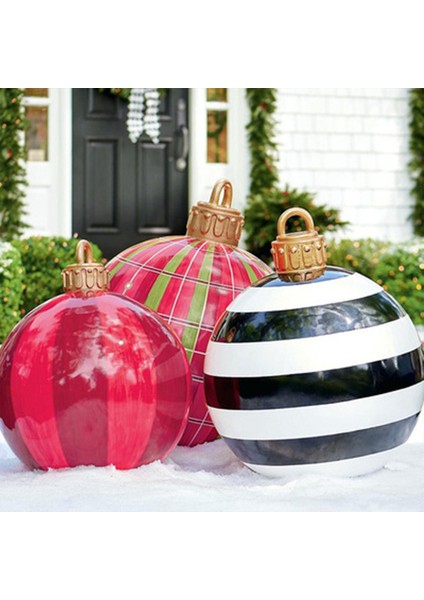 60 cm Noel Topu Dekorasyon Açık Noel Süs Pvc Şişme Oyuncak Top Ev Noel Hediyesi LED Işık Olmadan C (Yurt Dışından) modelleri