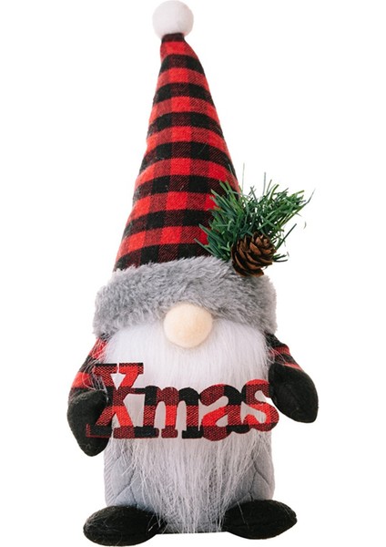 Noel Süslemeleri Noel Şapkası Heykelcik Kırmızı ve Siyah Alfabe Ayakta Gnomes Kadın (Yurt Dışından)