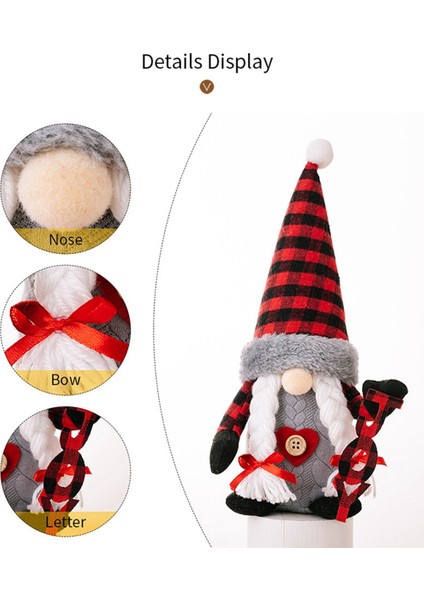 Noel Süslemeleri Noel Şapkası Heykelcik Kırmızı ve Siyah Alfabe Ayakta Gnomes Kadın (Yurt Dışından)